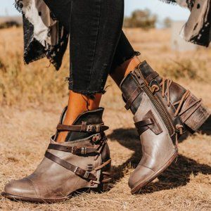 NEW Freebird by Steven - Grey Multi CRUE Booties